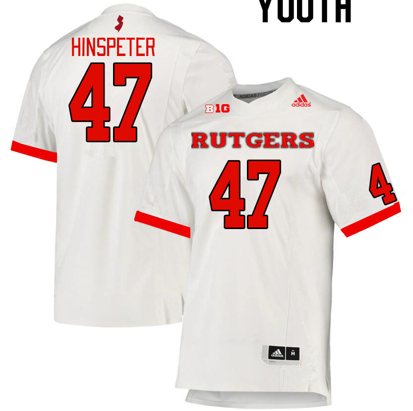 Youth #47 Timmy Hinspeter Rutgers Scarlet Knights College Football Jerseys Stitched Sale-White - Click Image to Close